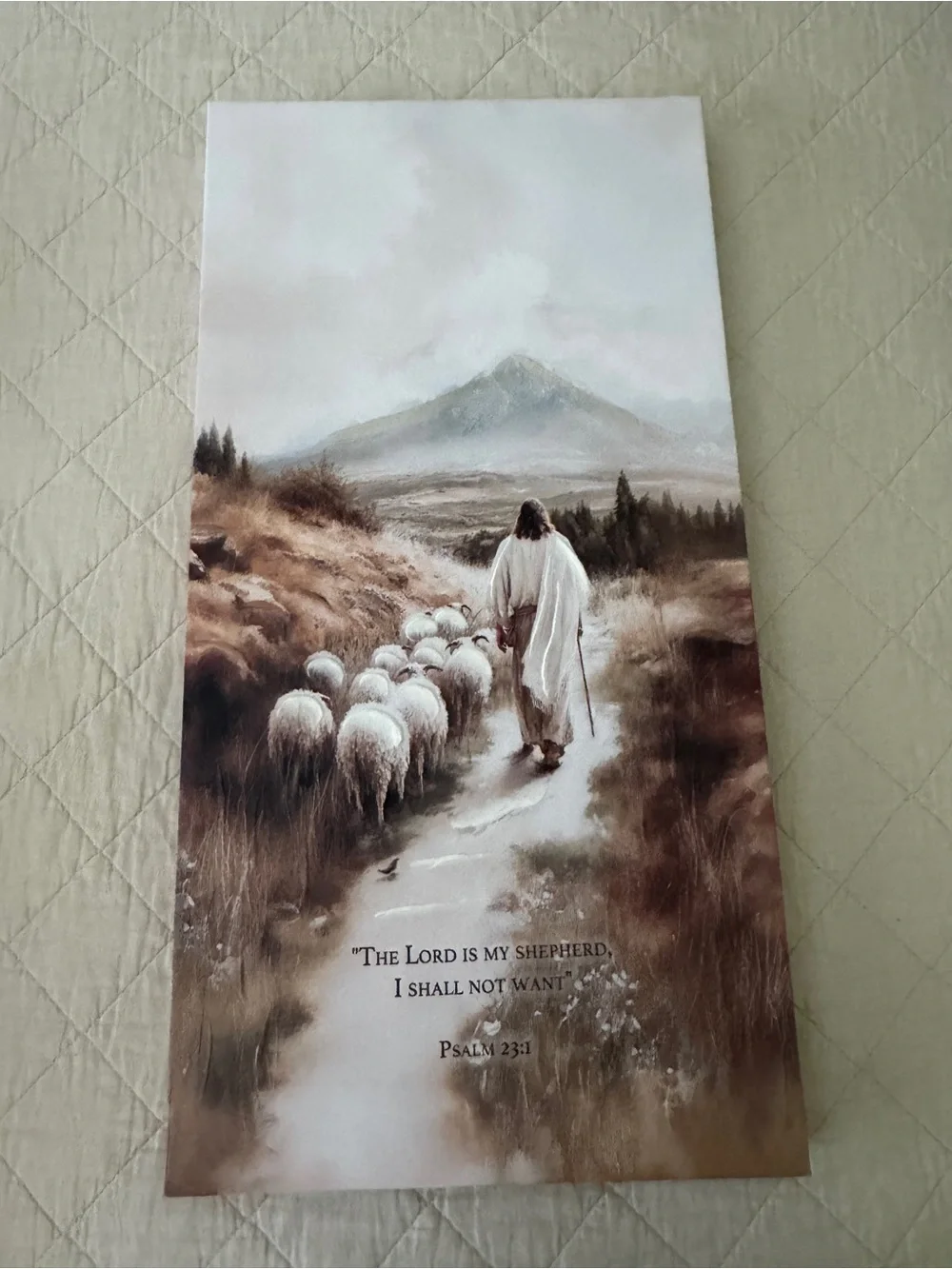 Shepherd and Sheep Religious Wall Art in Brown and Cream